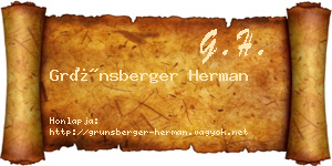 Grünsberger Herman névjegykártya